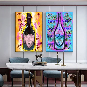 Boca Šampanjca Platnu Šarene Pop-art Plakata i Grafika Skandinavska Zid Umjetnost Platnu Slike Куадро Moderan Dekor Sobe