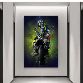 Valentino Rossi Poster Ispis na Platnu Motocikl Slika za Uređenje Dnevnog boravka Home Dekor Slike Unutrašnjosti