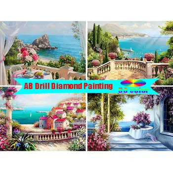 AB Dill Diamond Slikarstvo Pribor Balkon Ukrasne Slike Na Platnu 5d Dijamanti Slika je Mozaik Potpuna